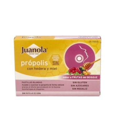 JUANOLA PROPOLIS HIEDRA FRUTOS BOSQUE PASTILLAS BLANDAS 24 UNI (48 G)