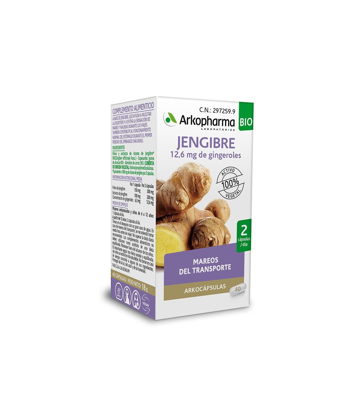 ARKOCAPSULAS JENGIBRE BIO 40 CAPSULAS