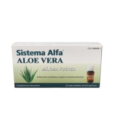 SISTEMA ALFA ALOE VERA MÁXIMA FUERZA. Envase 20 ampollas bebibles de 10 ml