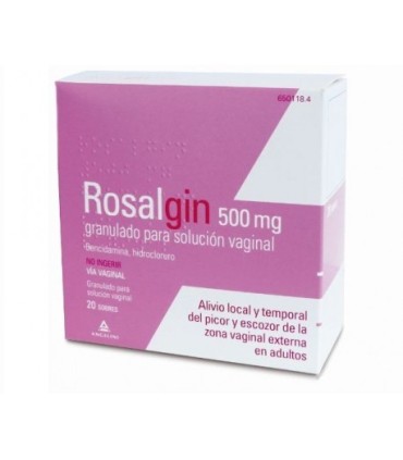 ROSALGIN 500 mg GRANULADO PARA SOLUCION VAGINAL, 20 sobres