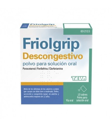 FRIOLGRIP DESCONGESTIVO POLVO PARA SOLUCIÓN ORAL , 10 sobres