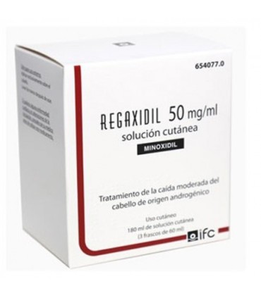 REGAXIDIL 50 mg/ml SOLUCION CUTANEA , 3 frascos de 60 ml