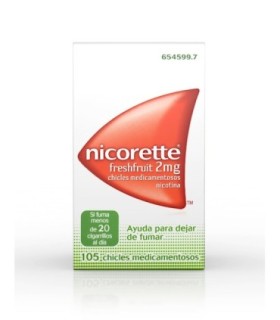 NICORETTE FRESHFRUIT 2 mg CHICLES MEDICAMENTOSOS, 105 chicles