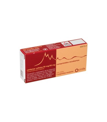 CINFAMAR CAFEINA 50 mg/50 mg COMPRIMIDOS RECUBIERTOS , 10 comprimidos