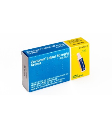 ZOVICREM LABIAL 50 mg/g CREMA, 1 frasco de 2 g