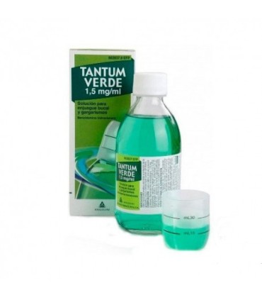TANTUM VERDE 1,5 mg/ml SOLUCION PARA GARGARISMOS Y ENJUAGUE BUCAL , 1 frasco de 240 ml