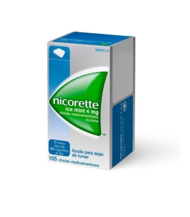NICORETTE ICE MINT 4 mg CHICLES MEDICAMENTOSOS, 105 chicles