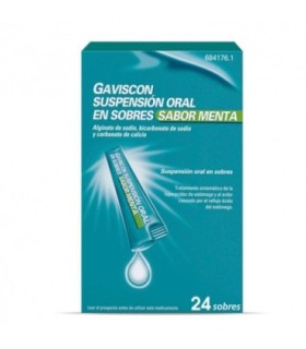 GAVISCON SUSPENSION ORAL EN SOBRES SABOR MENTA, 24 sobres