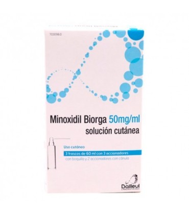 MINOXIDIL BIORGA 50 MG/ML SOL CUTANEA 180 ML (3X60 ML)