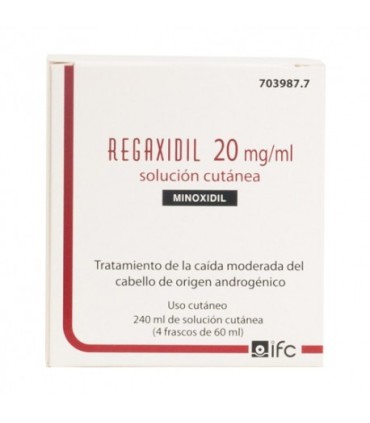 REGAXIDIL 20 mg/ml SOLUCION CUTANEA , 240 ml (4 frascos de 60 ml)