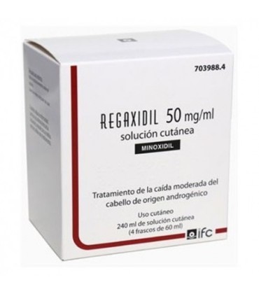 REGAXIDIL 50 mg/ml SOLUCION CUTANEA , 4 frascos de 60 ml