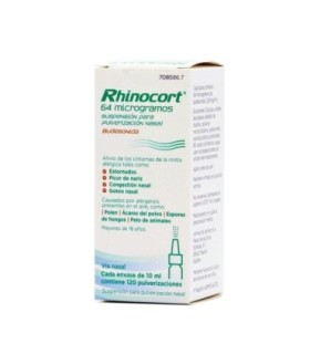 RHINOCORT 64 microgramos SUSPENSION PARA PULVERIZACION NASAL, 1 envase pulverizador de 120 dosis
