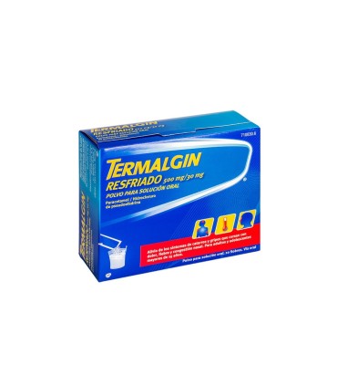 TERMALGIN RESFRIADO 500 MG/30 MG POLVO PARA SOLUCION ORAL, 10 sobres