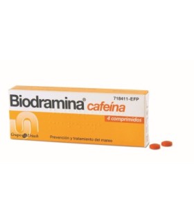 BIODRAMINA CAFEINA COMPRIMIDOS RECUBIERTOS , 4 comprimidos