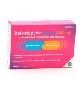 DOLOSTOP PLUS 500 MG/150 MG COMPRIMIDOS RECUBIERTOS CON PELICULA, 16 comprimidos