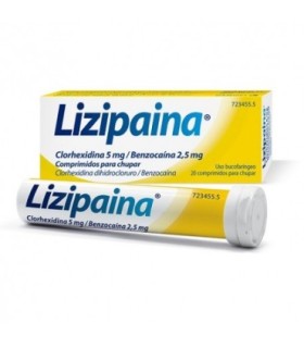 LIZIPAINA CLORHEXIDINA 5 MG/BENZOCAINA 2,5 MG COMPRIMIDOS PARA CHUPAR ,20 comprimidos