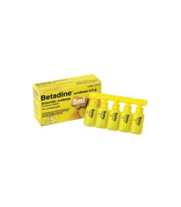 BETADINE UNIDOSIS 500 MG SOLUCIÓN CUTÁNEA EN ENVASE UNIDOSIS , 10 envases unidosis de 5 ml