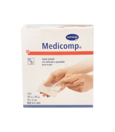 MEDICOMP COMPRESAS NON WOVEN APOSITO ESTERIL 10 X 10 CM 25 SOBRES 2 U