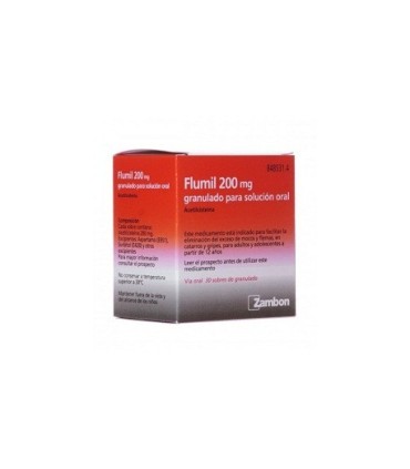 FLUIMUCIL 200 mg GRANULADO PARA SOLUCION ORAL , 30 sobres