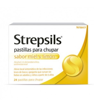 STREPSILS PASTILLAS PARA CHUPAR SABOR MIEL Y LIMON , 24 pastillas