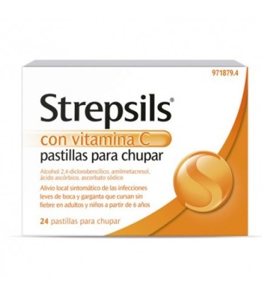 STREPSILS CON VITAMINA C PASTILLAS PARA CHUPAR , 24 pastillas