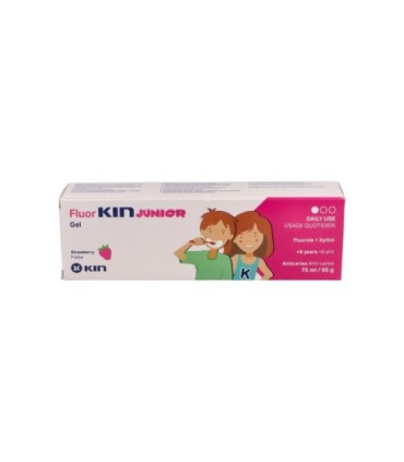 FLUOR KIN JUNIOR. GEL DENTÍFRICO SABOR FRESA. Envase 75 ml.