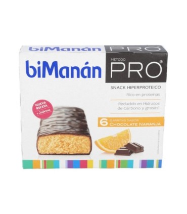 BIMANÁN METODO PRO BARRITAS SABOR CHOCOLATE NARANJA,6 barritas