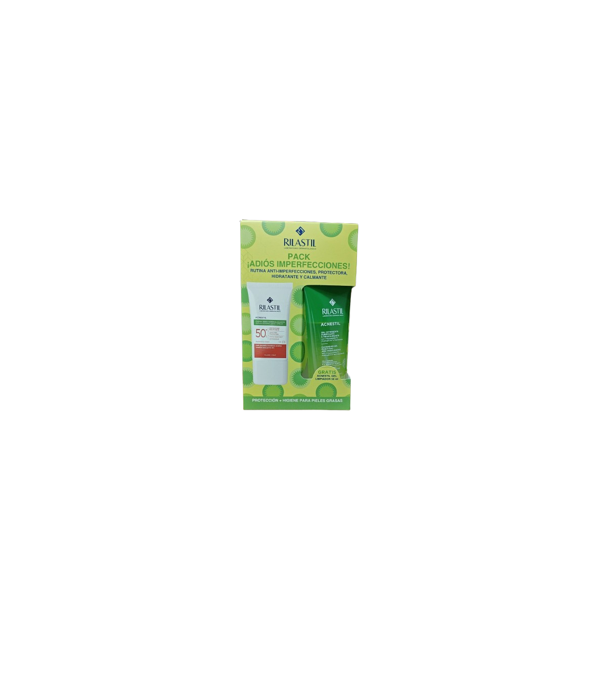 RILASTIL SOLAR F50+ ACNESTIL CR 40 ML + GEL LIMPIADOR 50 ML REGALO