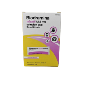 BIODRAMINA INFANTIL 12,5 MG SOLUCION 12 SOBRES 2,5 ML