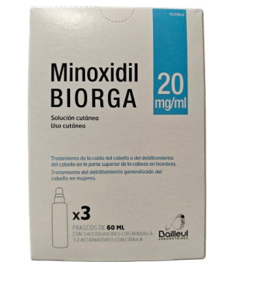 MINOXIDIL BIORGA 20 MG/ML SOL CUTANEA 3 FRASC 60 ML + ACCIONADORES