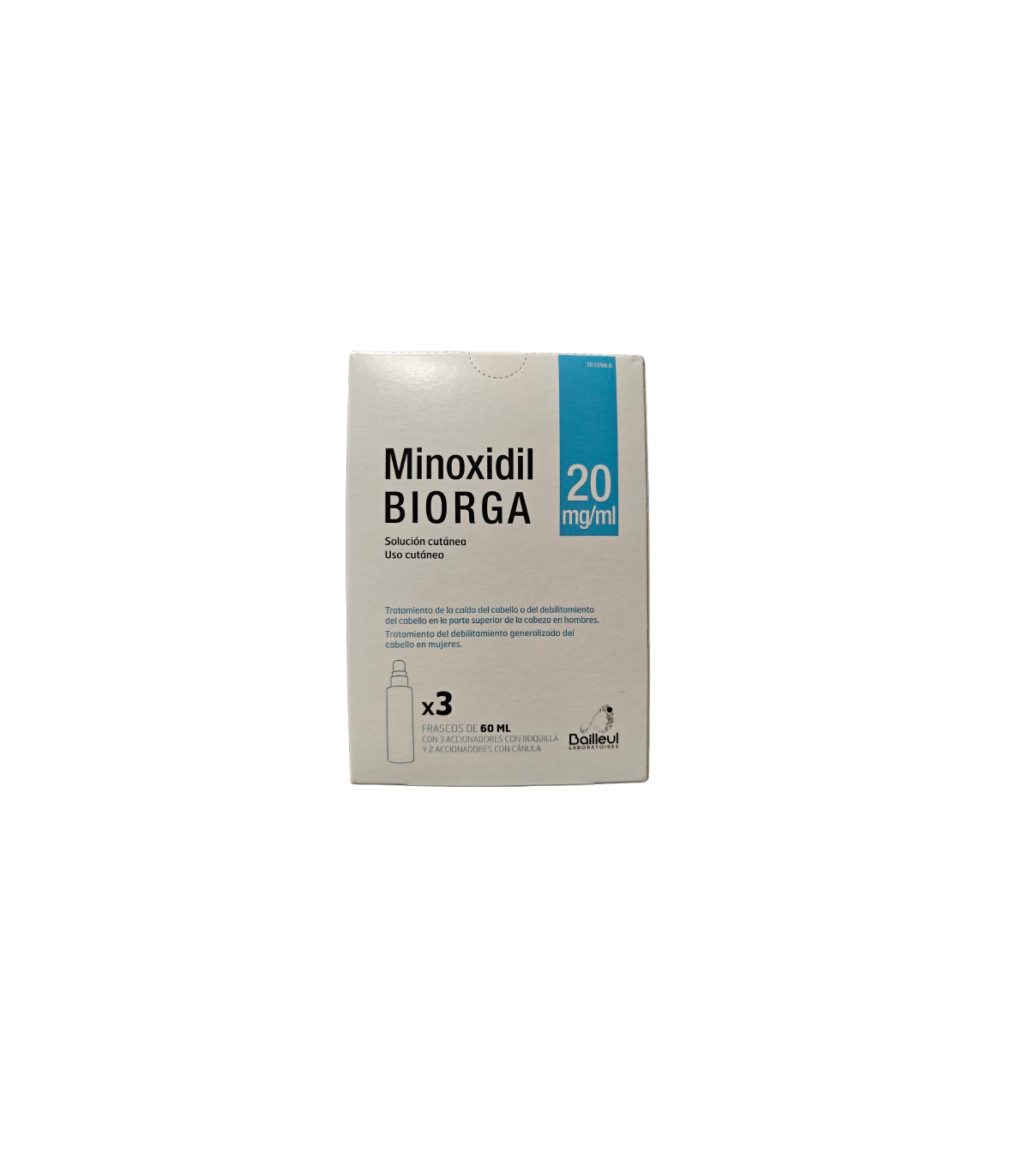 MINOXIDIL BIORGA 20 MG/ML SOL CUTANEA 3 FRASC 60 ML + ACCIONADORES