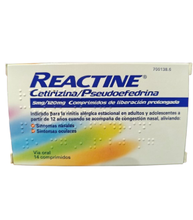 REACTINE PLUS 5/120 MG 14 COMP LIBERACION