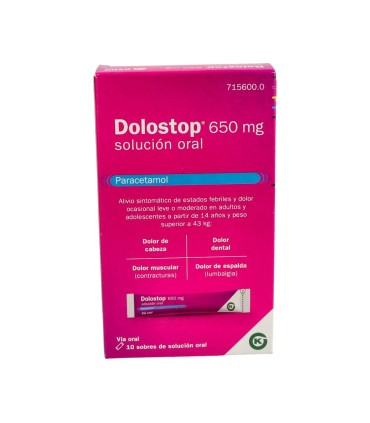 DOLOSTOP 650 MG SOLUCION ORAL10 SOBRES 10 ML