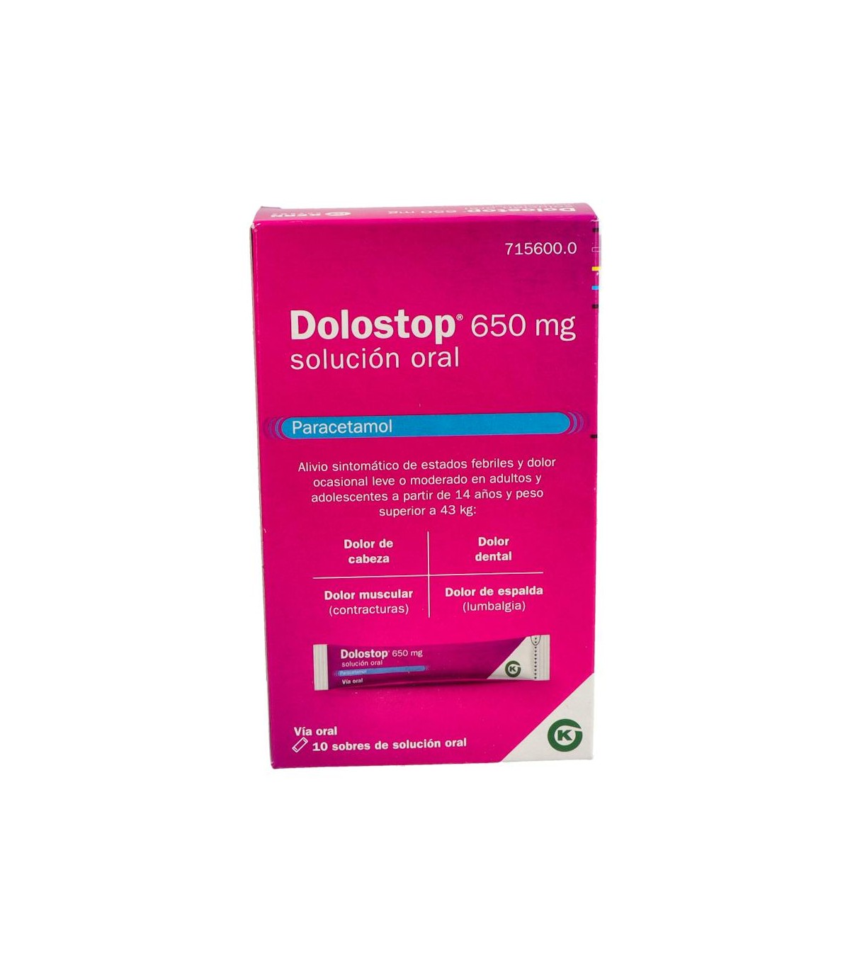 DOLOSTOP 650 MG SOLUCION ORAL10 SOBRES 10 ML