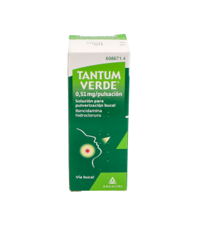 TANTUM VERDE 0,51 MG/PULSACION SOLUCION PARA PULVERIZACION BUCAL , frasco de 15 ml