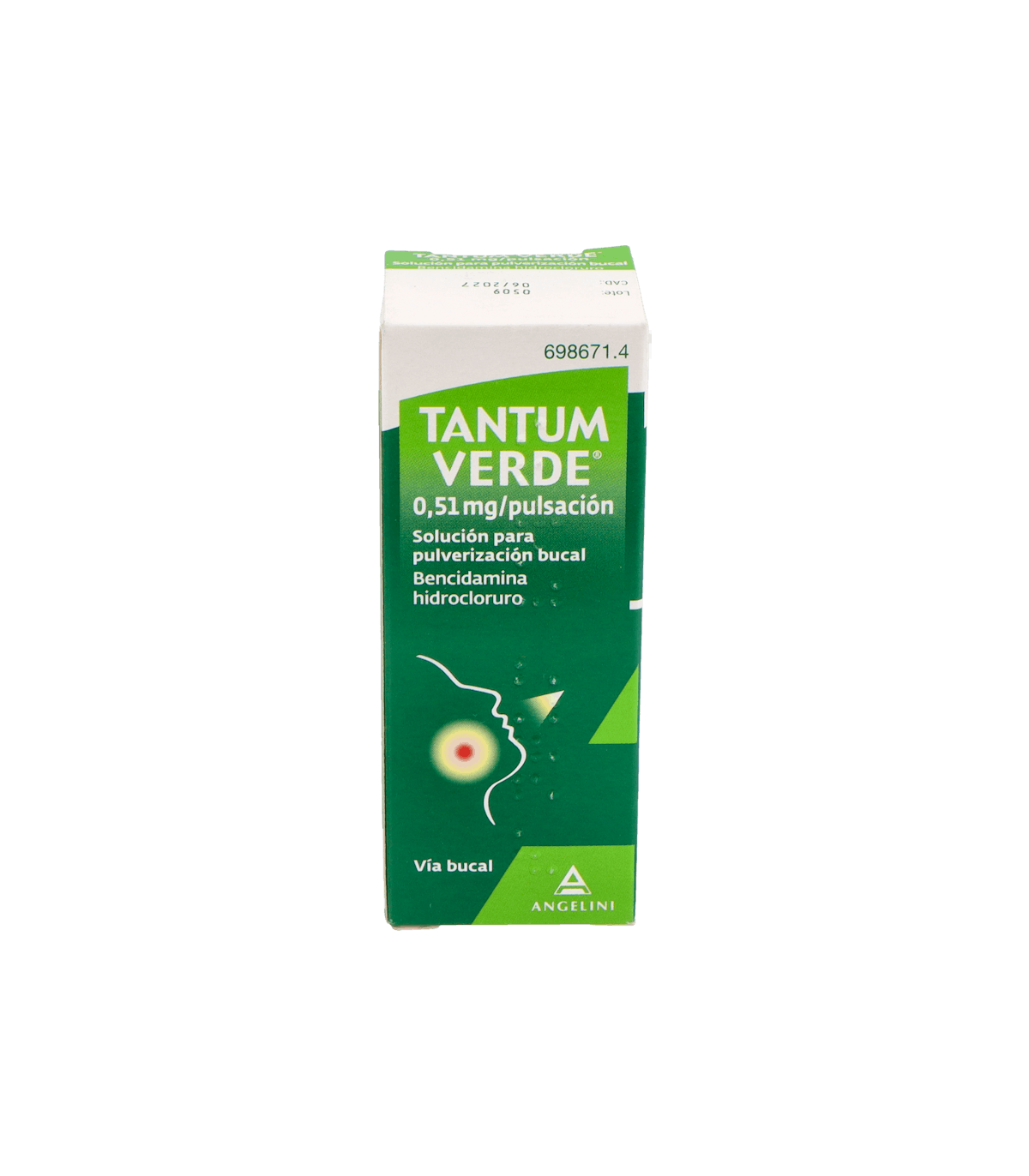 TANTUM VERDE 0,51 MG/PULSACION SOLUCION PARA PULVERIZACION BUCAL , frasco de 15 ml