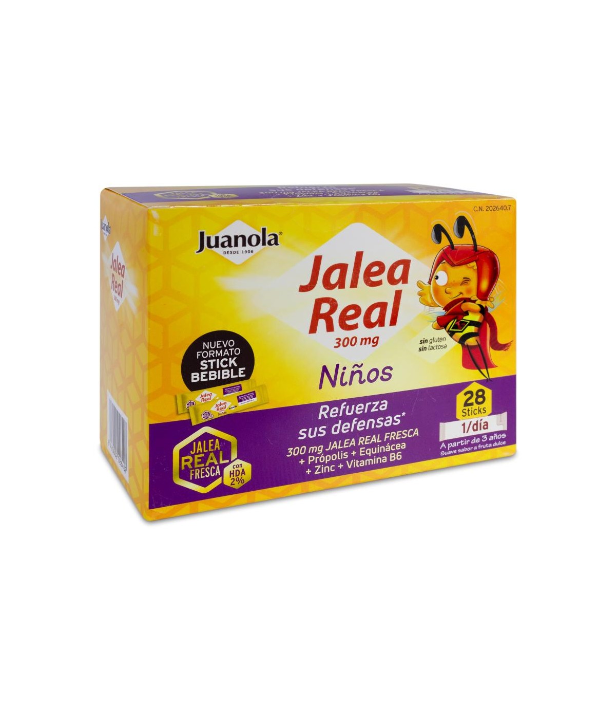 JUANOLA JALEA REAL NIÑOS VITALIDAD DEFENSAS 28 SOBRES/STICKS 10 ML