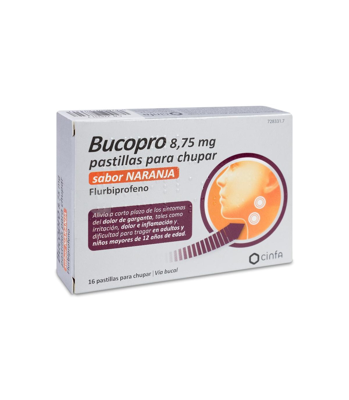 BUCOPRO 8,75 MG 16 PASTILLAS PARA CHUPAR NARANJA