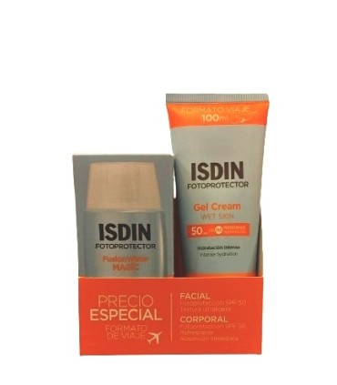 ISDIN FOTOPROTECTOR F50+ FUSION WATER MAGIC 50 ML + F50+ GEL CREMA 100 ML PACK