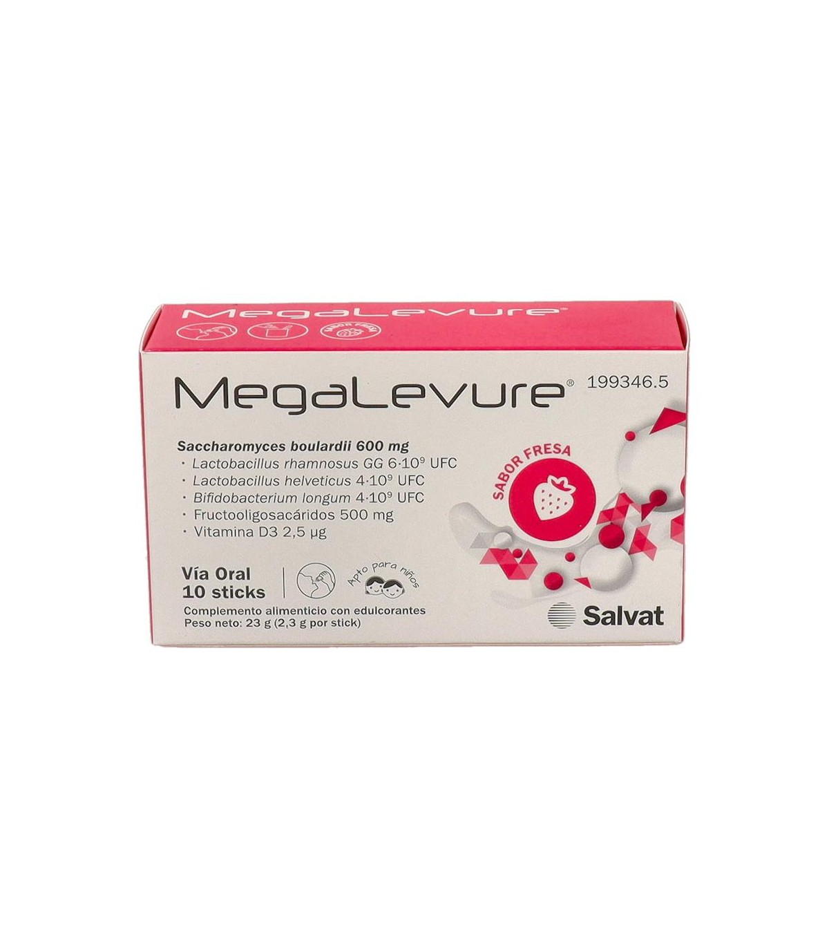MEGALEVURE 10 STICKS 2,3 G FRESA