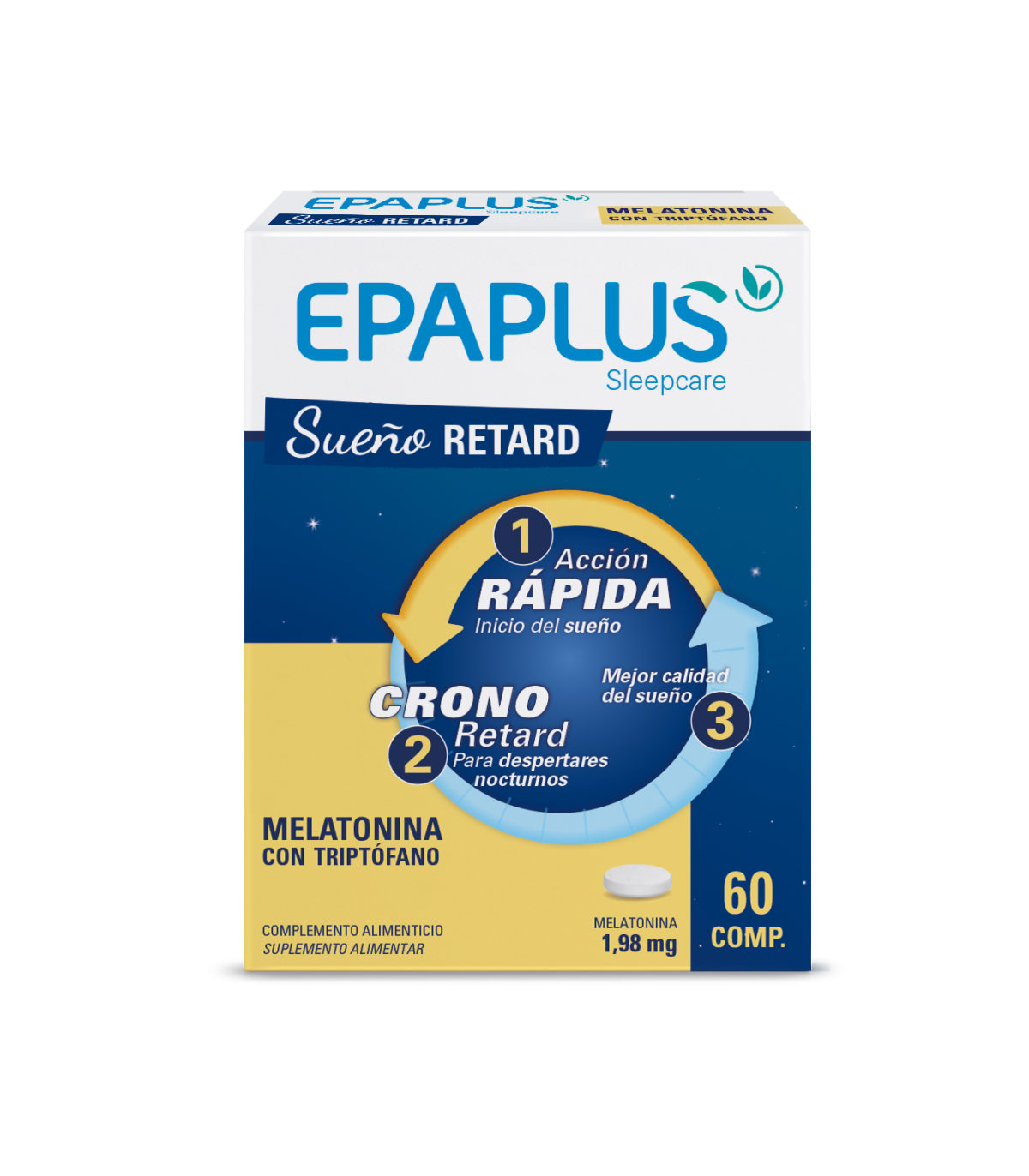 EPAPLUS SLEEPCARE MELATONINA RETARD  1.98 MG TRIPTOFANO 60 COMPRIMIDOS