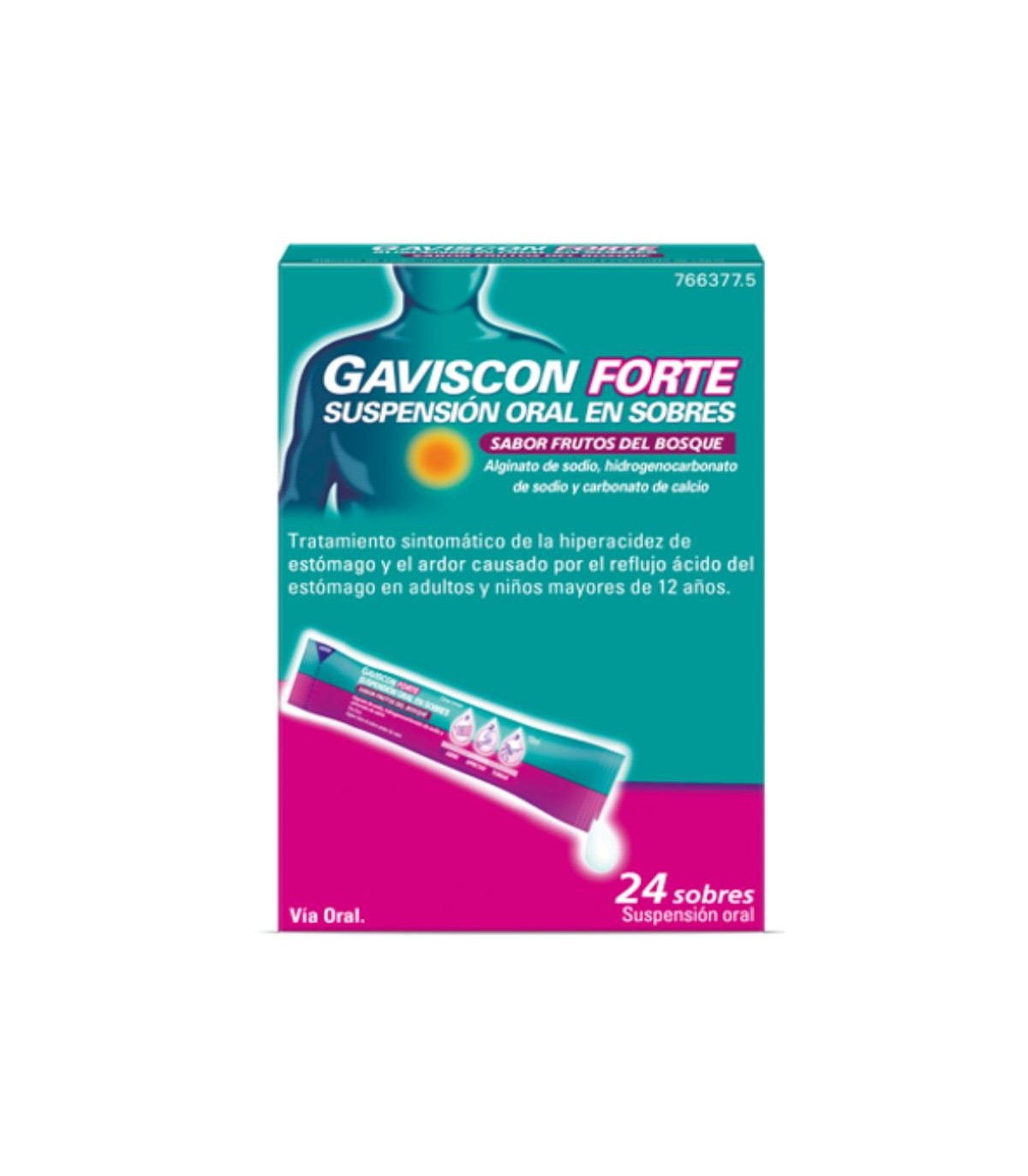 GAVISCON FORTE SUSPENSION ORAL 24 SOBRES 10 ML FRUTOS DEL BOSQUE